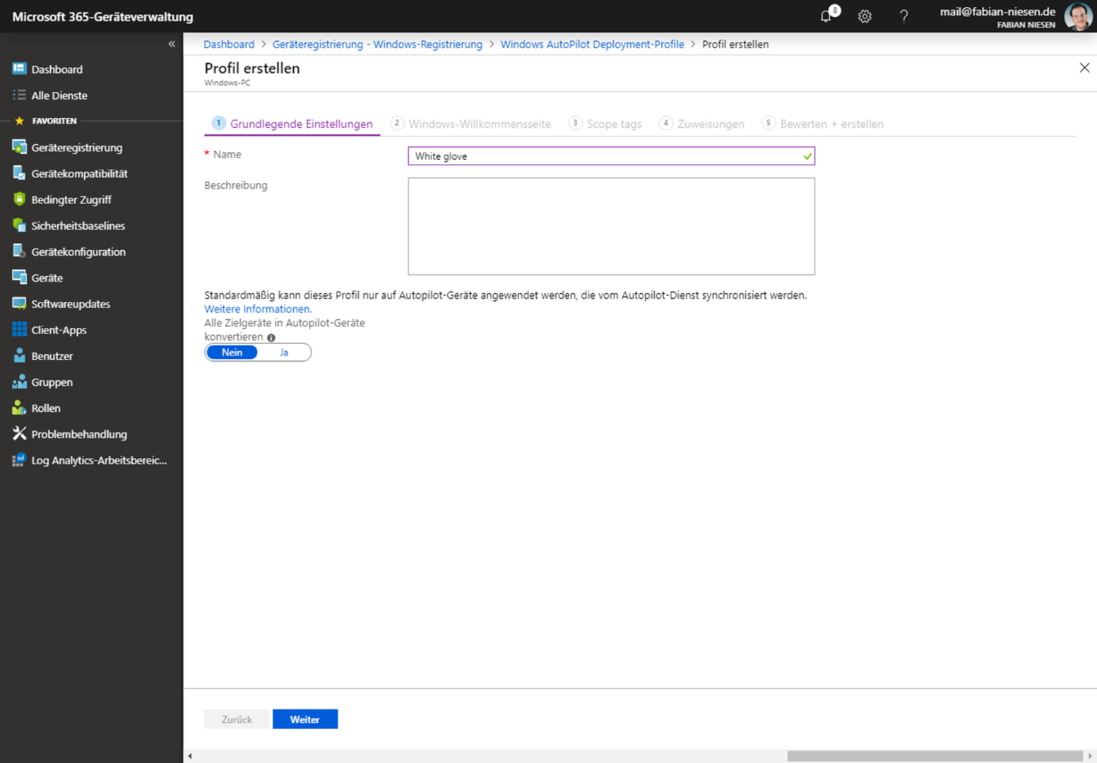 Screenshot: Microsoft 365 Device Management