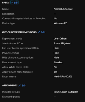 Screenshot: portal.azure.com - Assigning the Dynamic Group to the Intune Autopilot Profile