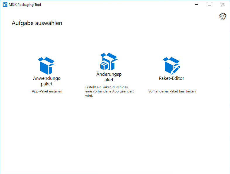 Screenshot: MSIX Packaging Tool