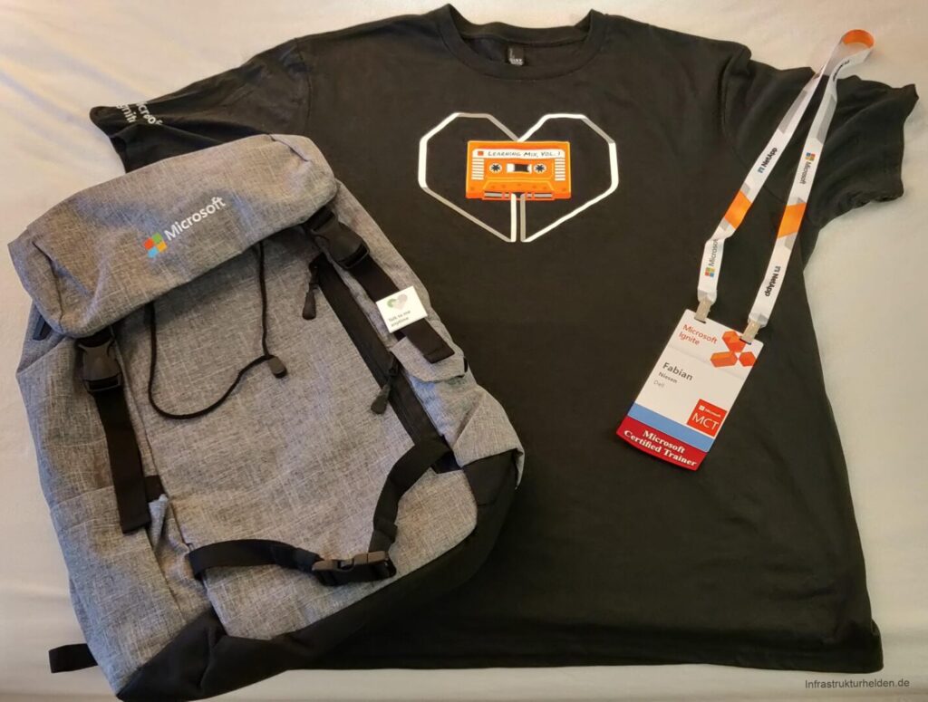 Ignite Day 0 - Erste Informationen 3 Ignite Stuff: Badge, Rucksack und T-Shirt "Learning Mix Vol.1"
